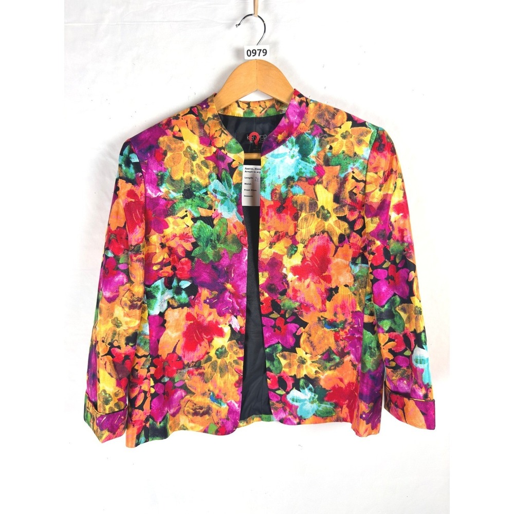 2/$30 Kasper Multicolor Floral Print Open Front Blazer 8